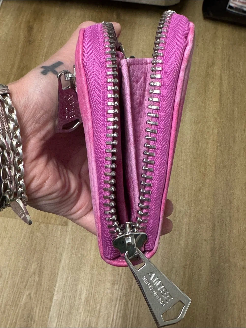 Aimee Kestenberg Pink Zip-Around Leather Wallet